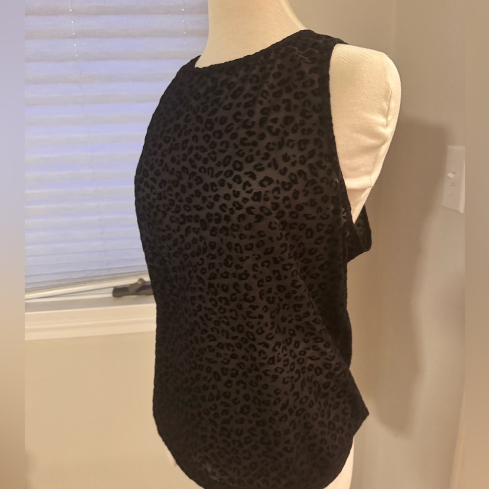 Zyia Black mesh Leopard Print Sleeveless